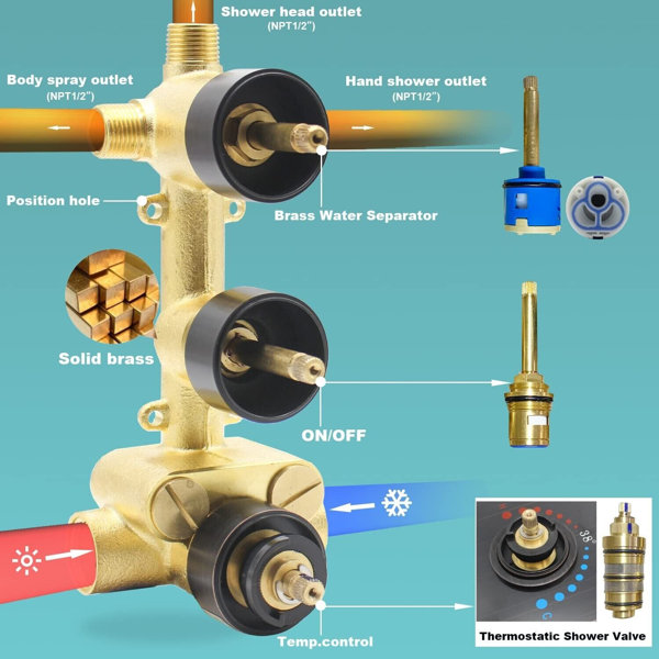Senlesen Thermostatic Complete Shower System with Rough inValve Wayfair